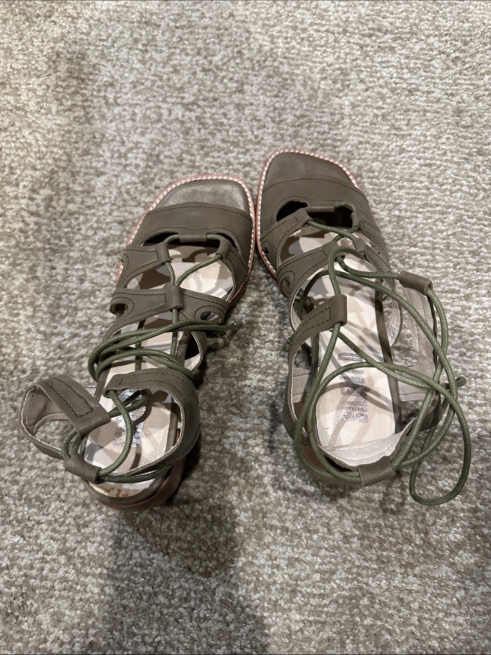 Olive Lace-Up Gladiator Sandals for Women